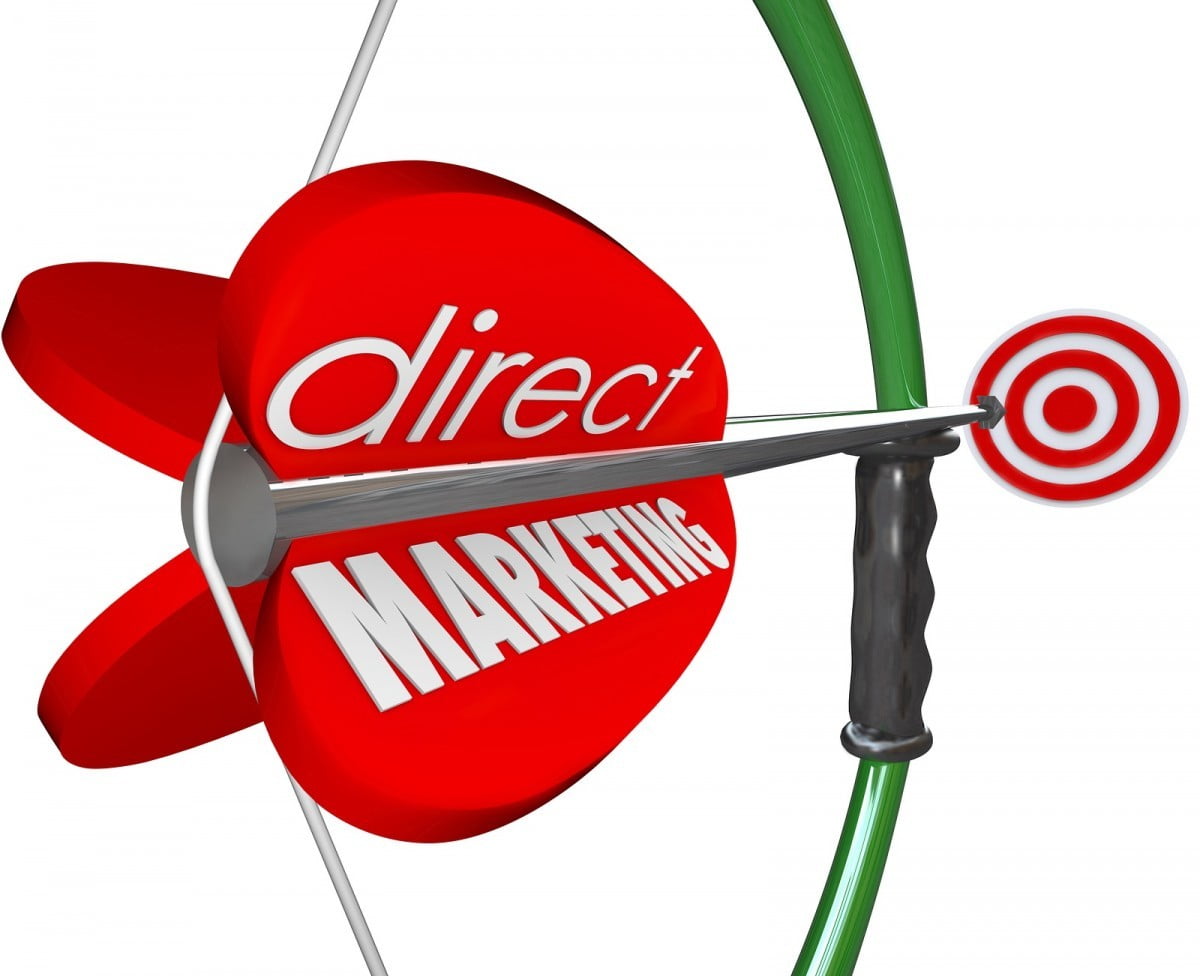 Direct Marketing words arrow bow aiming new prospects customers