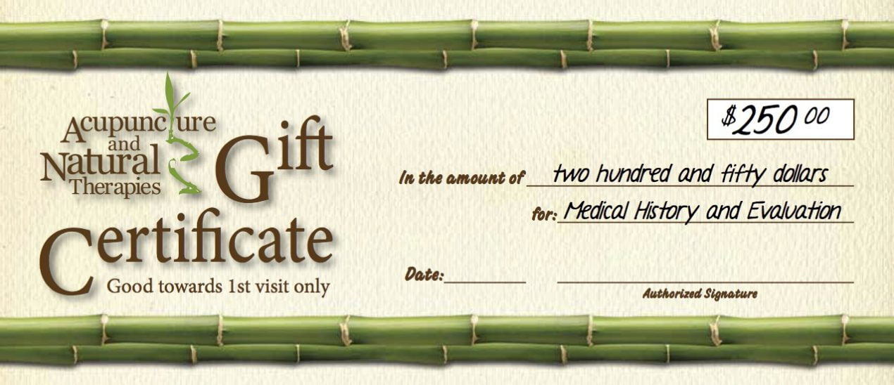 Chiropractic/Acupuncture Gift Certificate Samples Wilson Printing USA