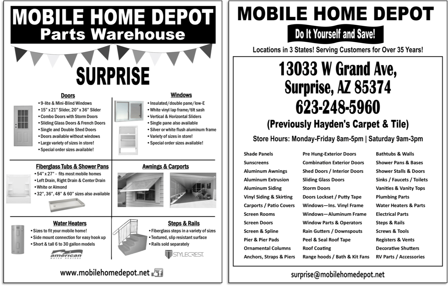 Mobile Home Depot ARIZONA/NEVADA Wilson Printing USA