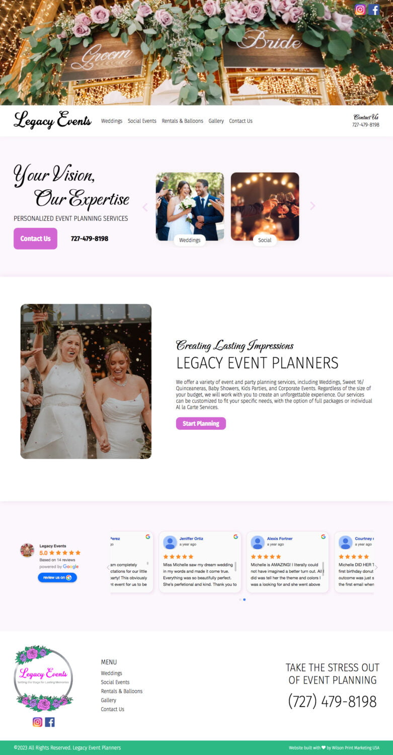 Legacy Events Website