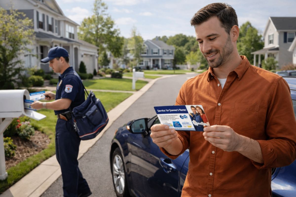 Auto service postcard delivered to neighborhood mailbox targeting local car owners