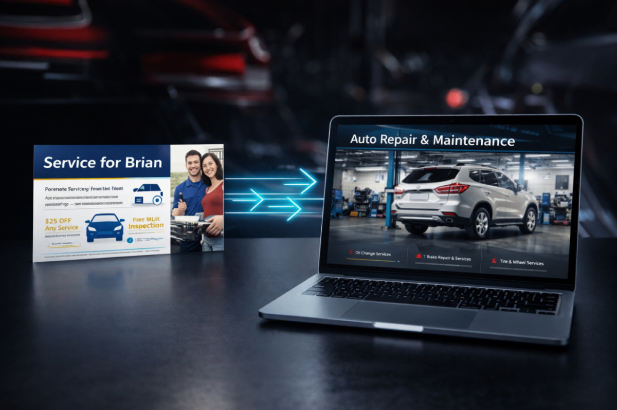 Auto repair marketing direct mail campaign reinforced with digital ads to drive service appointments